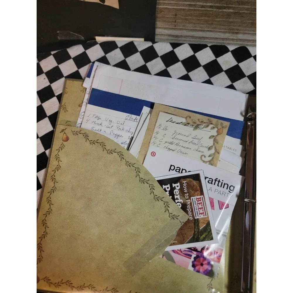 Vintage Recipe Keeper Binder Full of Handwritten Family Recipes Clippings Cards